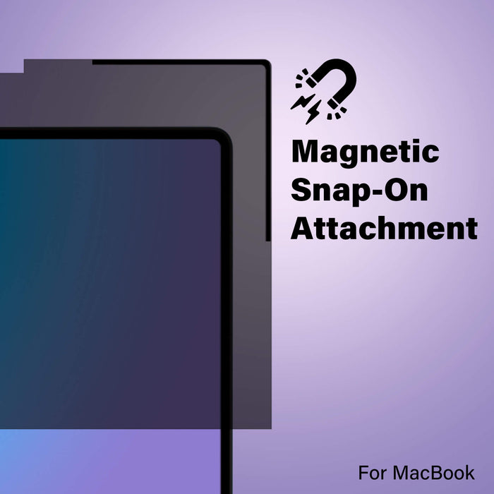 a Macbook with a magnetic privacy screen