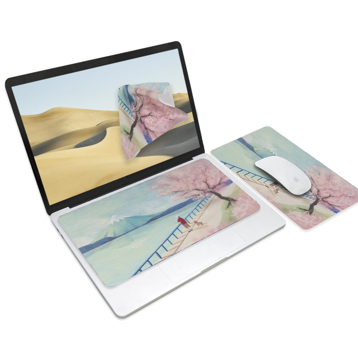 3-in-1 Portable, Washable Mouse Pad & Keyboard Cloth-Sakura