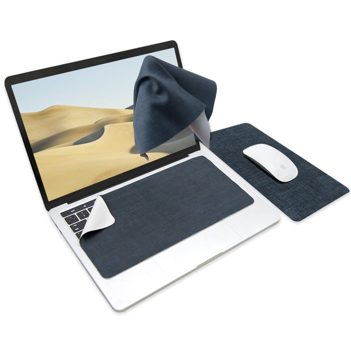3-in-1 Portable, Washable Mouse Pad & Keyboard Cloth-Dark Blue Jeans