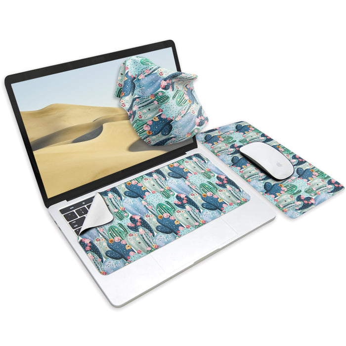3-in-1 Portable, Washable Mouse Pad & Keyboard Cloth-Beautiful Cactus