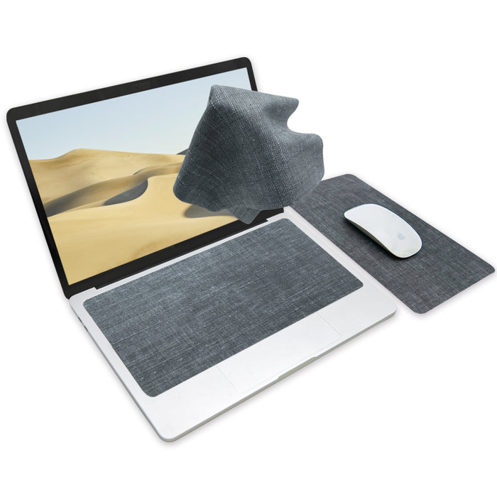 3-in-1 Portable, Washable Mouse Pad & Keyboard Cloth-Light Grey Jeans