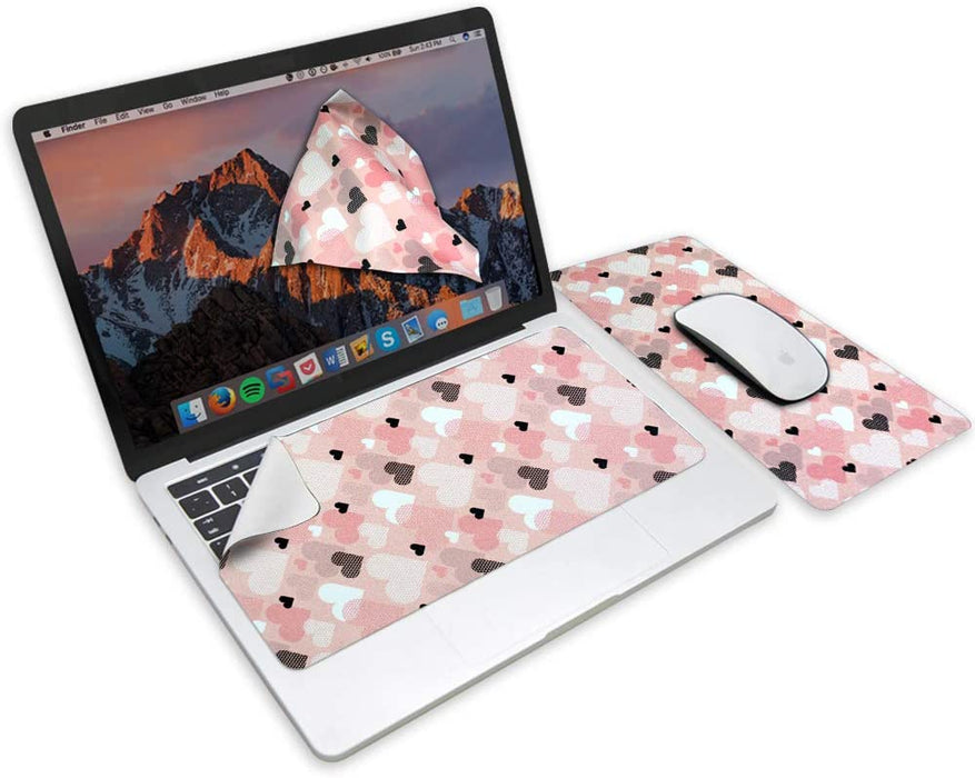 3-in-1 Portable, Washable Mouse Pad & Keyboard Cloth-Pink Heart
