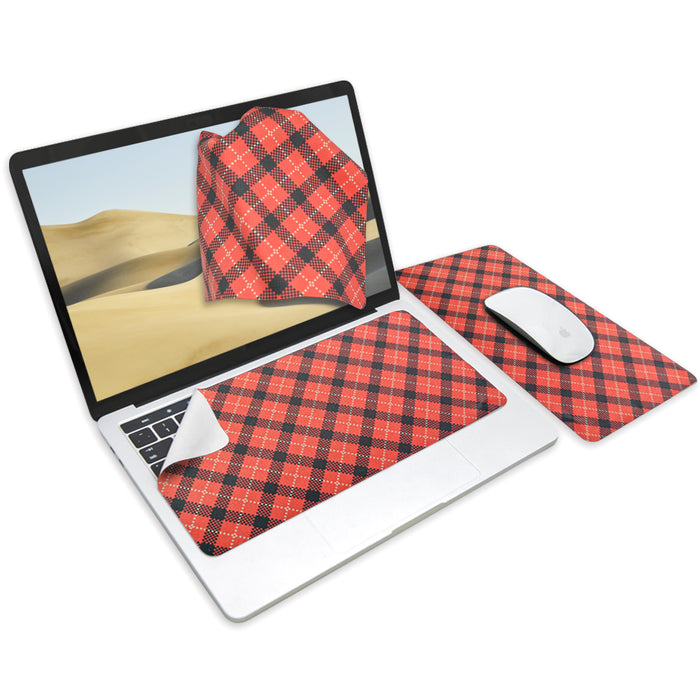 3-in-1 Portable, Washable Mouse Pad & Keyboard Cloth-Classic Red Tartan